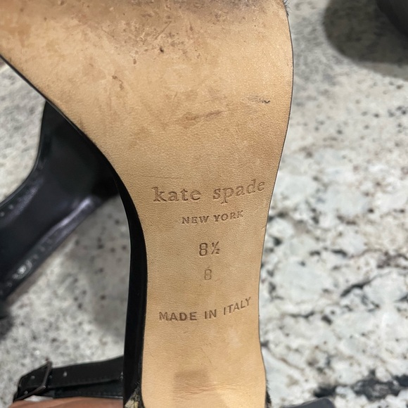 Womens Kate Spade New York Black Cream Zebra Open Toe Heels Shoes Italy size 8.5 - Picture 6 of 7
